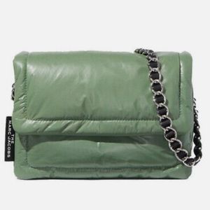 NWOT Marc Jacobs The Pillow Shiny Shoulder Bag Green Leather M0015416 $495